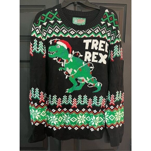 Men's Tree Rex Holiday Sweater. - Picture 2 of 4